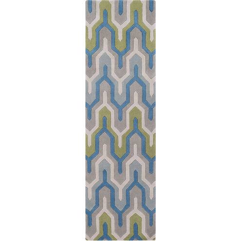 Cosmopolitan 96 X 30 inch Blue and Gray Runner, Polyester