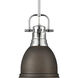 Yep Duncan 1 Light 8.88 inch Chrome Pendant Ceiling Light in Rubbed Bronze