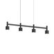 Systema Staccato LED 43 inch Satin Black Linear Pendant Ceiling Light, Drum Shades