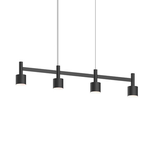 Systema Staccato LED 43 inch Satin Black Linear Pendant Ceiling Light, Drum Shades