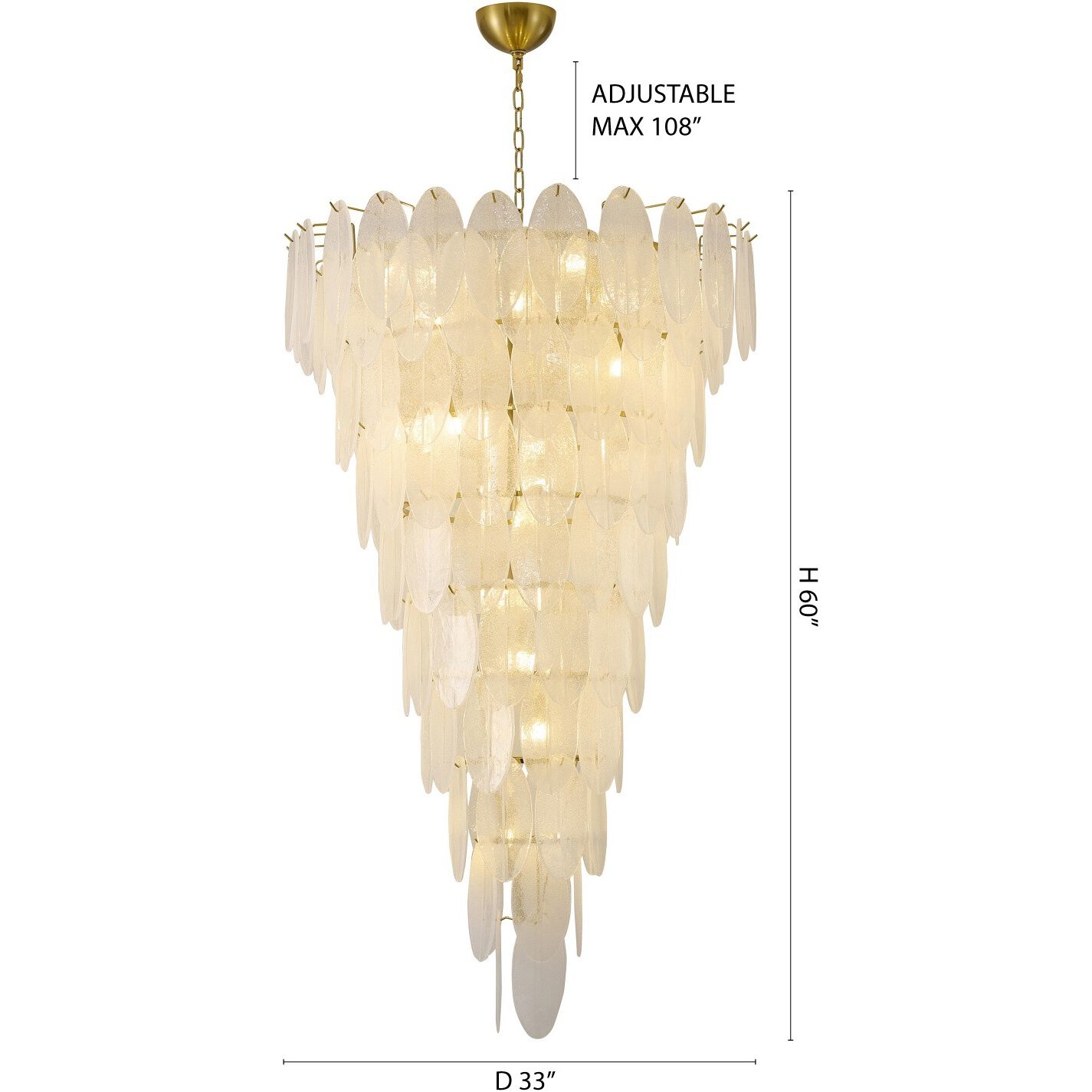 LA Series 12 Light 33 inch Brass Chandelier Ceiling Light