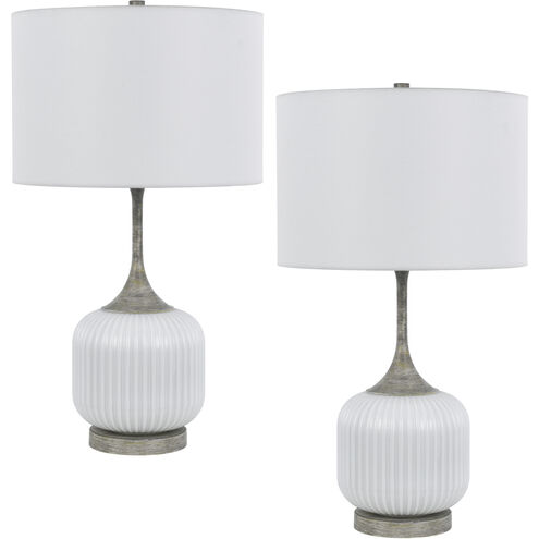 Palmyra 27 inch 150.00 watt Antique Silver Table Lamp Set Portable Light
