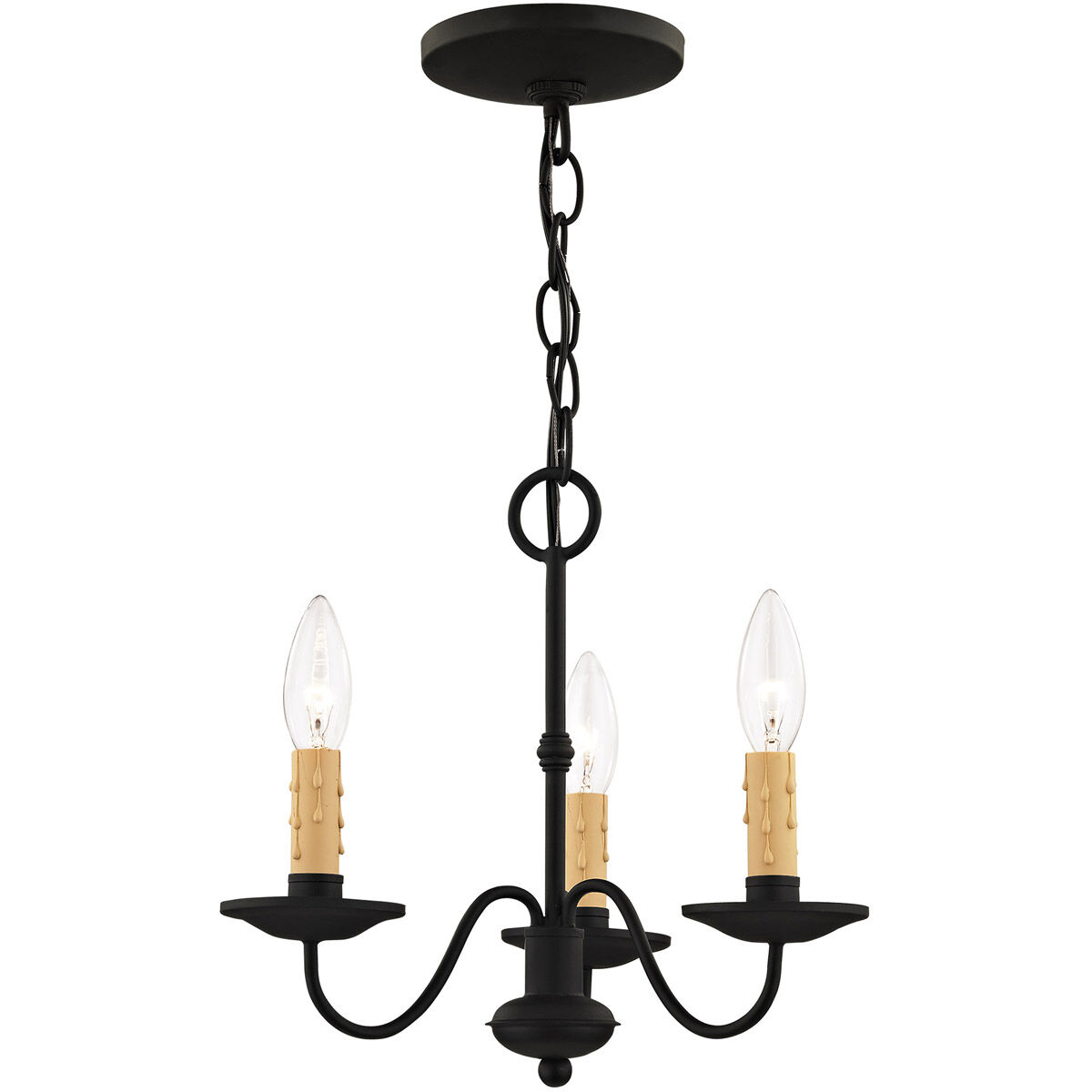 Heritage 3 Light 13 inch Black Mini Chandelier Ceiling Light