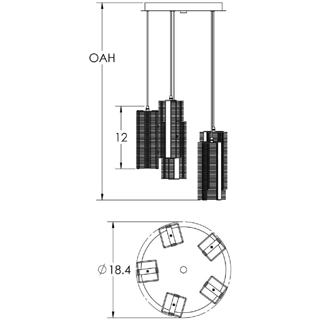Downtown Mesh 5 Light Burnished Bronze Chandelier Ceiling Light, Round Multi-Pendant