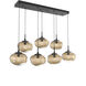 Nova LED LED Matte Black Linear Pendant Ceiling Light in 3000K LED, Floret Inner - Bronze Outer, Multi-Port