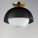 Perf 1 Light 14 inch Black/Satin Brass Flush Mount Ceiling Light