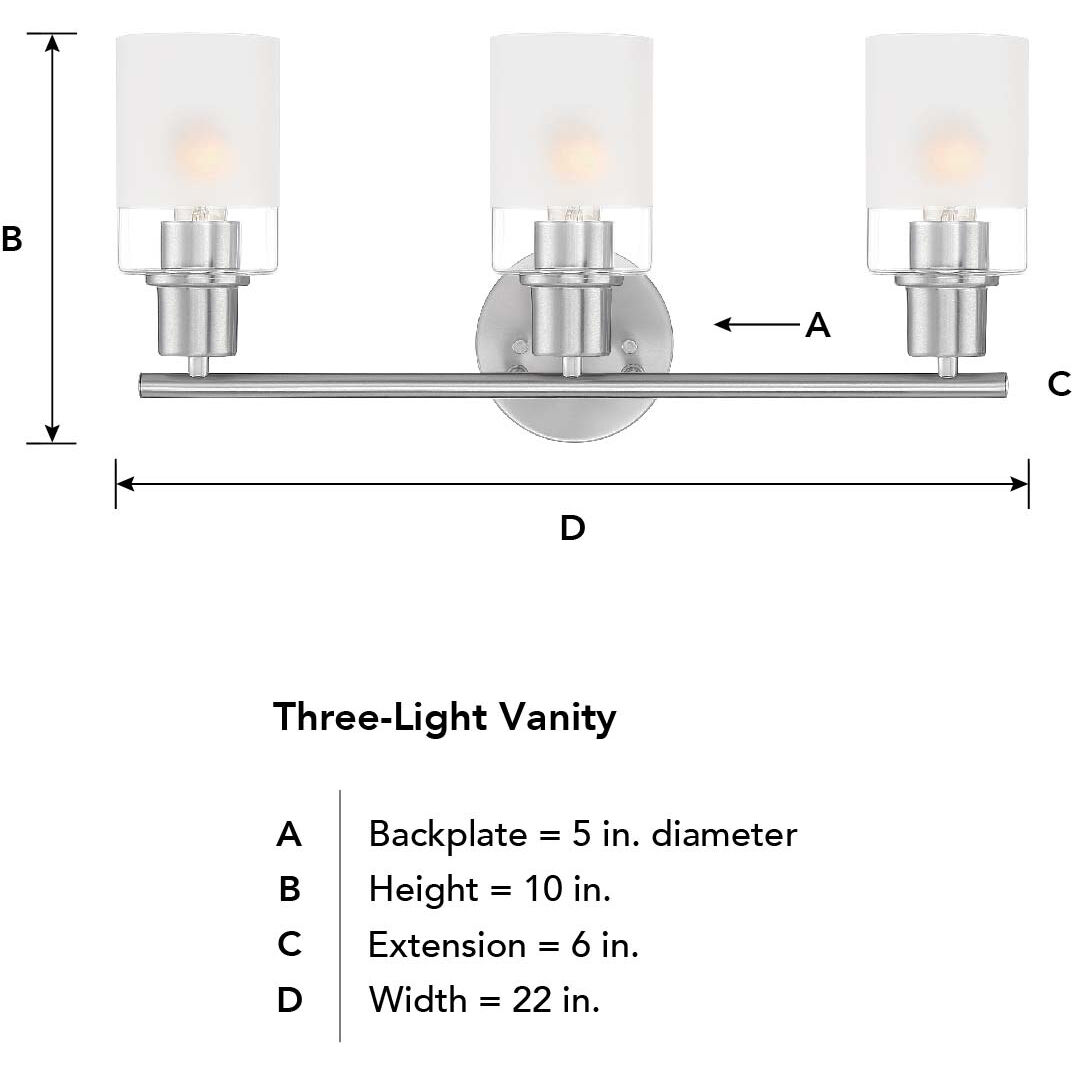Cedar Lane 3 Light 22 inch Brushed Nickel Vanity Light Wall Light