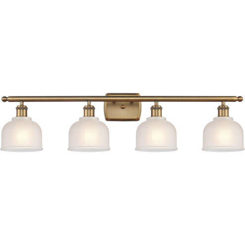 Ballston Dayton 4 Light 36 inch Brushed Brass Bath Vanity Light Wall Light in White Glass, Ballston