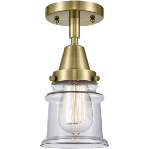 Franklin Restoration Small Canton 1 Light 6 inch Antique Brass Flush Mount Ceiling Light in Clear Glass