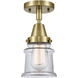 Franklin Restoration Small Canton 1 Light 6 inch Antique Brass Flush Mount Ceiling Light in Clear Glass