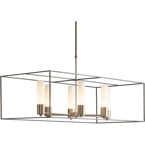 Portico 6 Light 19 inch Modern Brass/Black Pendant Ceiling Light in Seeded Clear