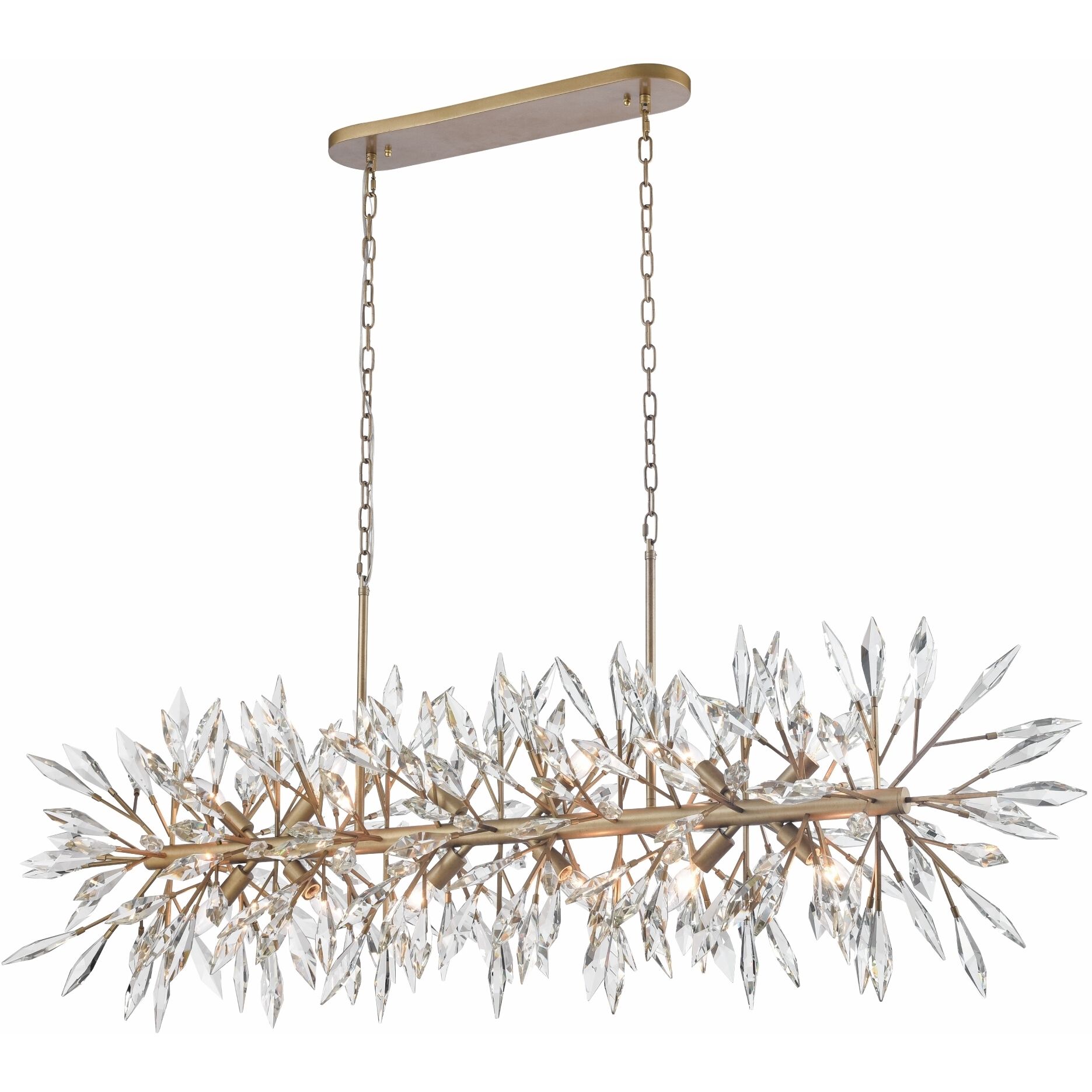 Crystal Fusion 12 Light 60 inch Peruvian Gold Linear Chandelier Ceiling Light