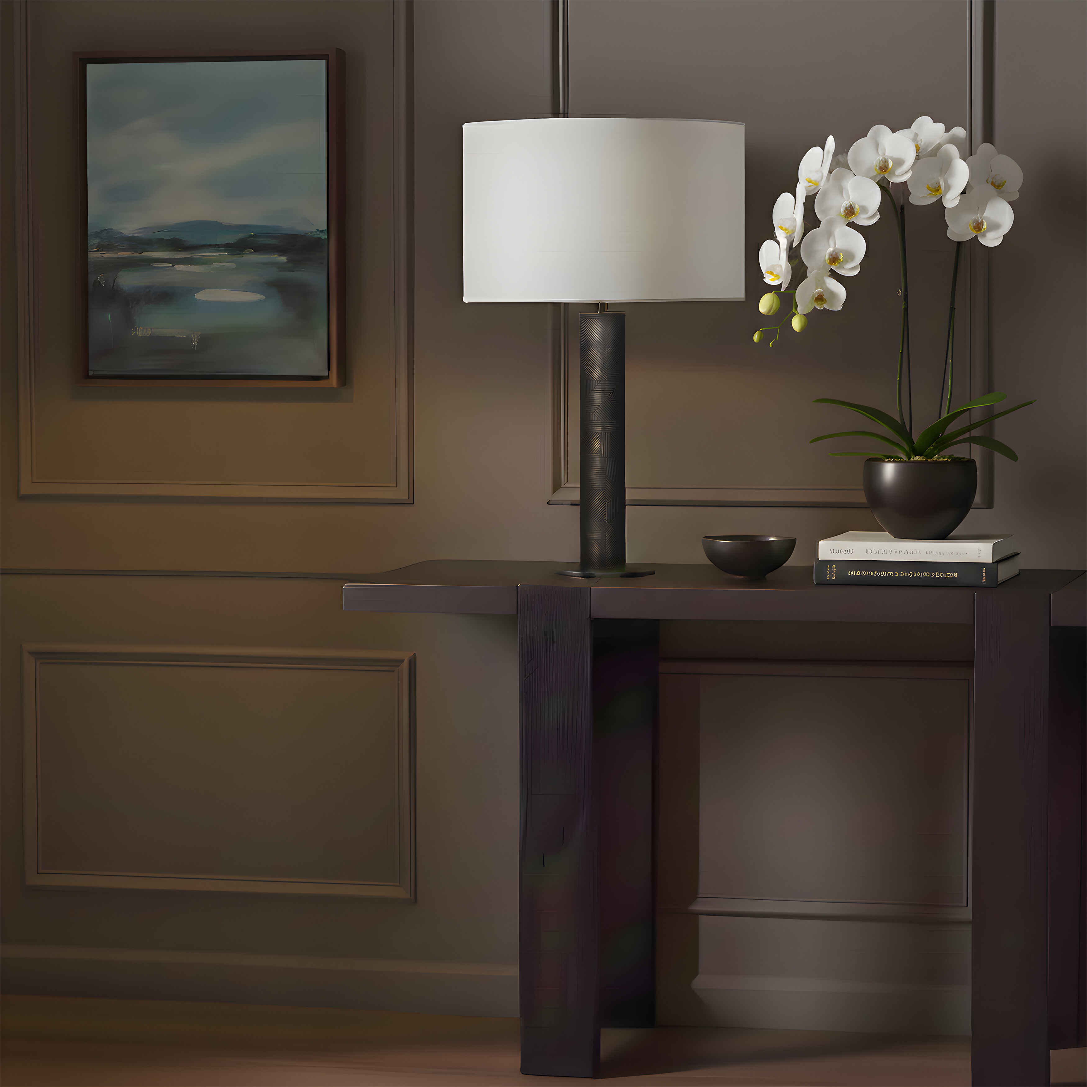 Michael Berman Brut 28.75 inch 150 watt Deep Patina Bronze Table Lamp Portable Light