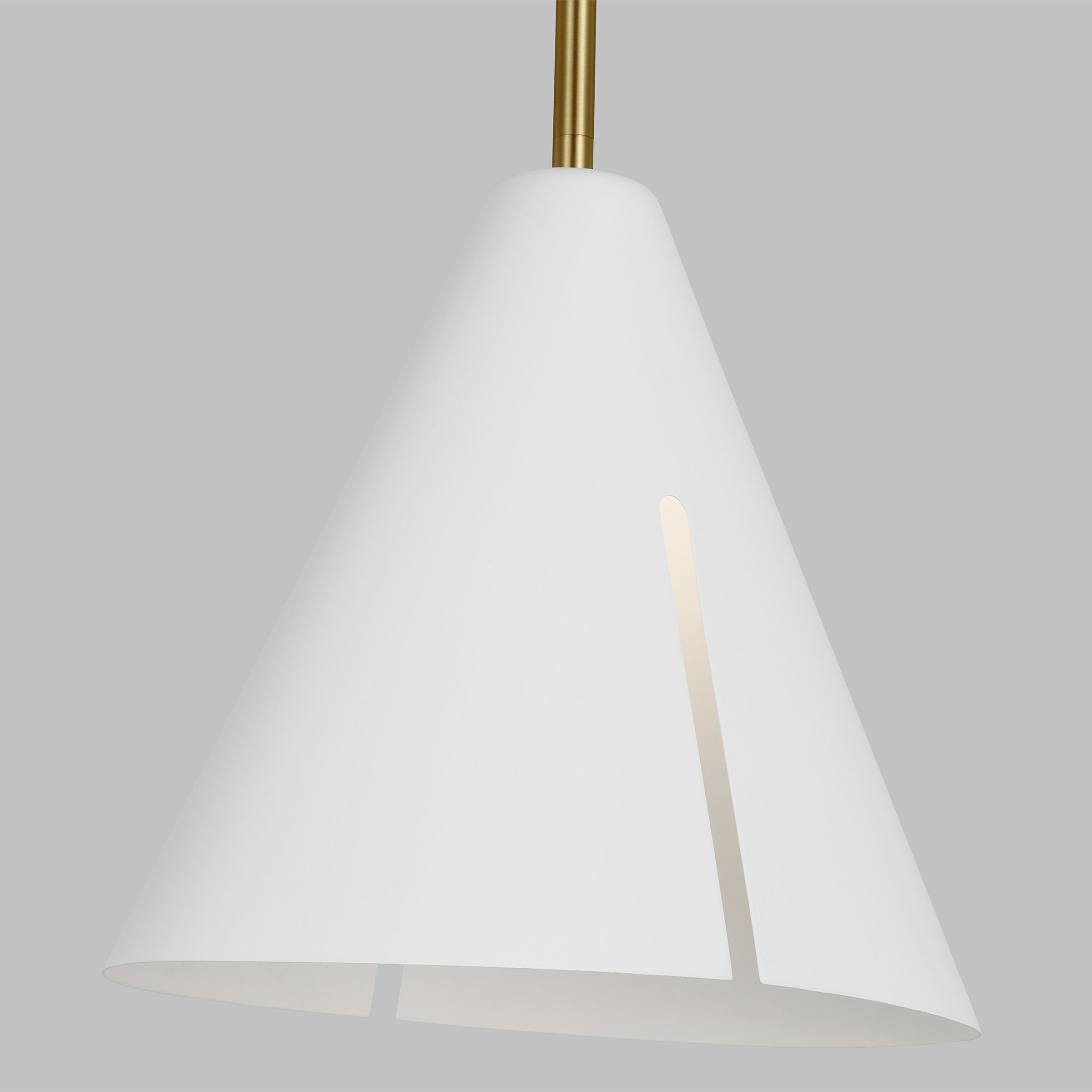 Kelly by Kelly Wearstler Cambre Pendant Ceiling Light in Matte White / Burnished Brass