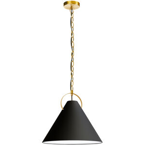 Princeton 1 Light 16 inch Aged Brass Pendant Ceiling Light in Black