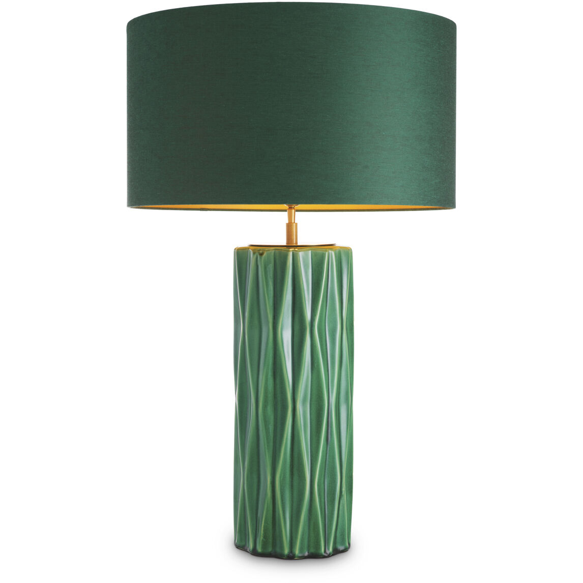 Amarello 34.84 inch 5 watt Crackled Green Ceramic with Antique Brass Table Lamp Portable Light