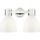 Lawton Bell 2 Light 15.5 inch Polished Nickel Bath Vanity Light Wall Light in Gloss White Glass