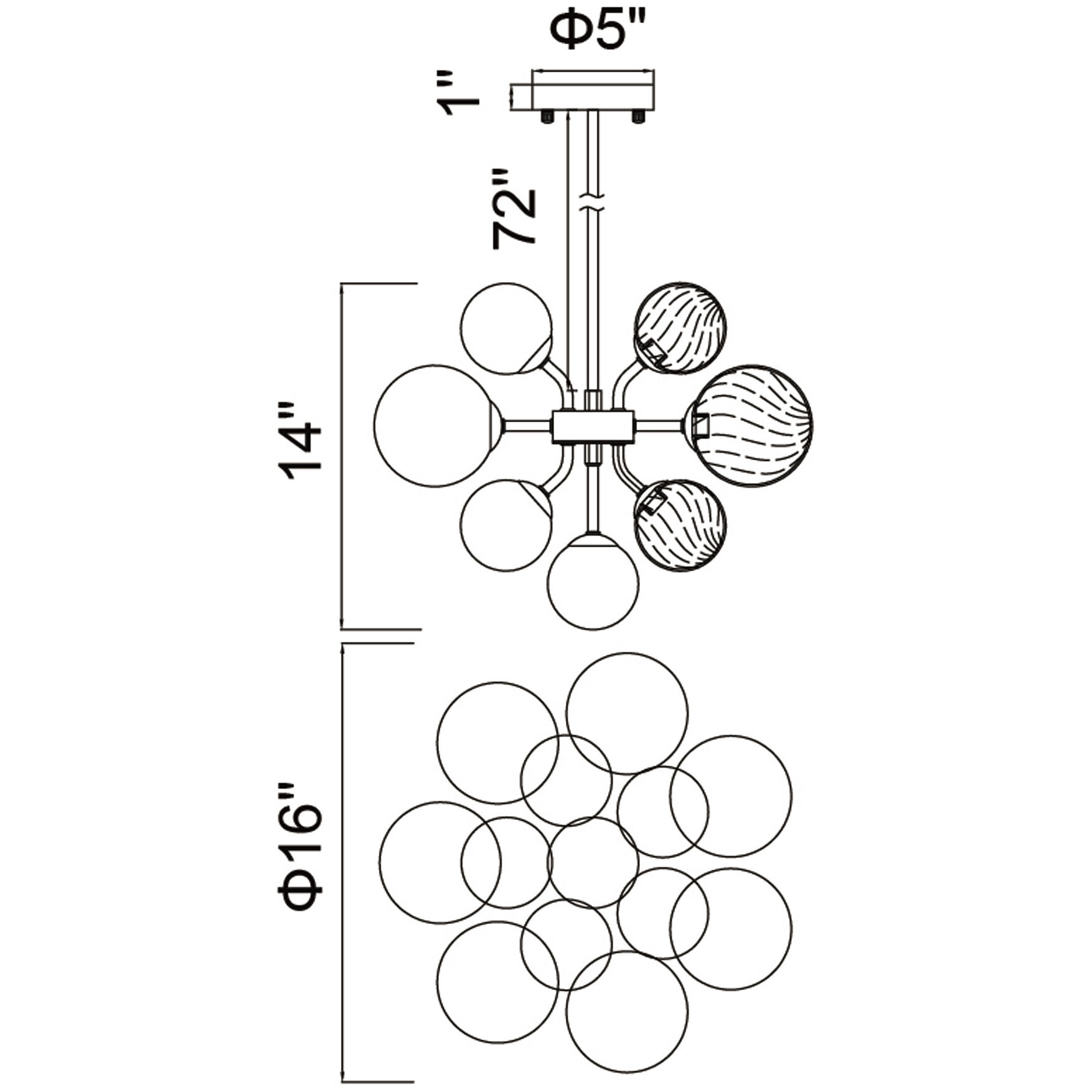 Pallocino LED 16 inch Chrome Down Chandelier Ceiling Light