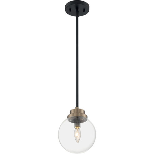 Axis 1 Light 8 inch Matte Black and Brass Accents Pendant Ceiling Light
