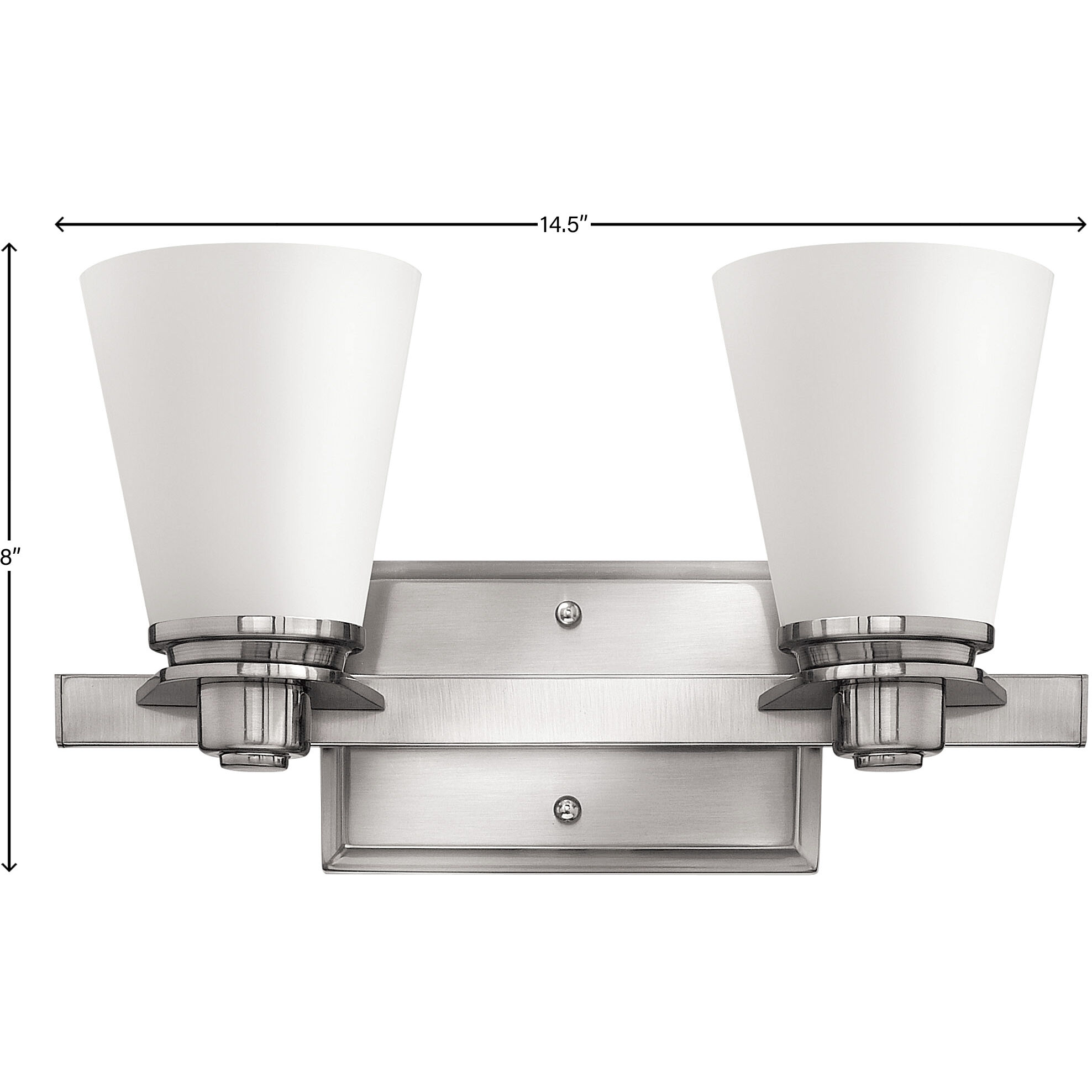 Avon 2 Light 14.5 inch Brushed Nickel Vanity Light Wall Light in Etched Opal