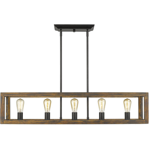 Sutton 5 Light 41 inch Matte Black Linear Pendant Ceiling Light in No Shade