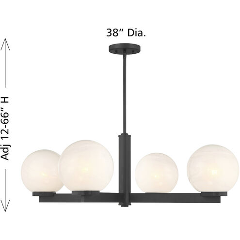 Modern 4 Light 38 inch Matte Black Chandelier Ceiling Light