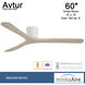 Avtur 60 inch Flat White with Bleached Wood Blades Flush Mount Ceiling Fan