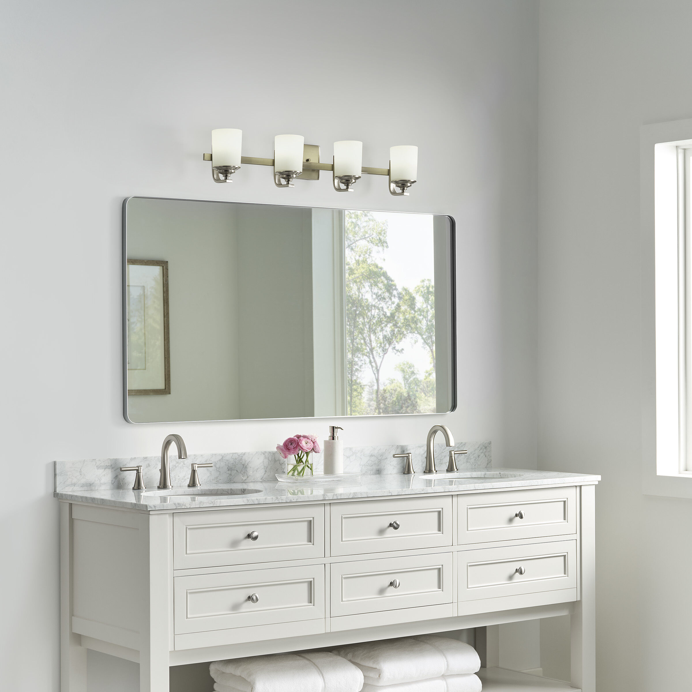 Kemal 4 Light 34 inch Brushed Nickel Wall Bath Fixture Wall Light