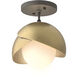 Brooklyn 1 Light 6 inch Natural Iron and Modern Brass Semi-Flush Ceiling Light in Natural Iron/Modern Brass