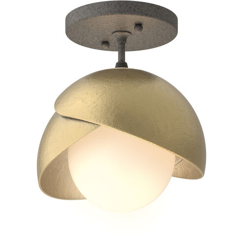 Brooklyn 1 Light 6 inch Natural Iron/Modern Brass Semi-Flush Ceiling Light