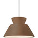 Radiance Collection LED 11 inch Greco Travertine with Antique Brass Pendant Ceiling Light in 700 Lm LED, Terra Cotta, Rigid Stem Kit, Brushed Nickel
