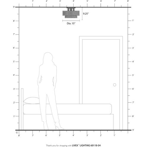 Weavington 3 Light 15 inch Black Semi Flush Mount Ceiling Light, Large