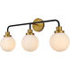 Hanson 3 Light 28 inch Black and Brass Bath Sconce Wall Light