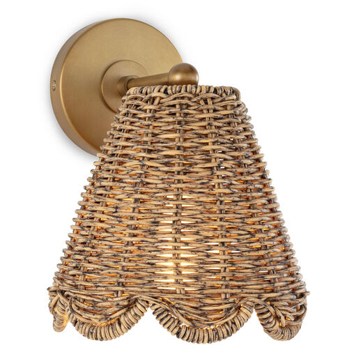 Kismet 1 Light 7.5 inch Natural Brass Wall Sconce Wall Light, Hanging