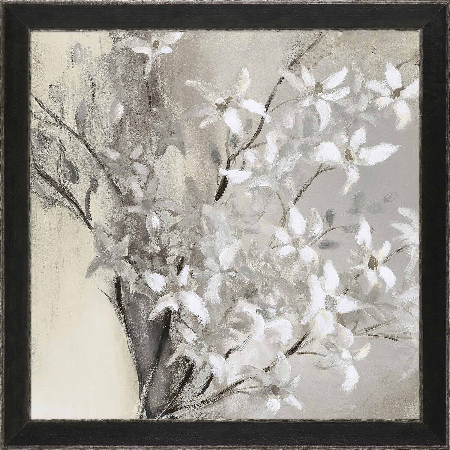 Misty Orchids Gray and Beige and Brown and Neutral Framed Art