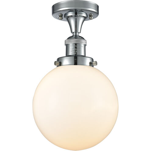 Franklin Restoration Large Beacon 1 Light 8 inch Polished Chrome Semi-Flush Mount Ceiling Light in Matte White Glass, Franklin Restoration