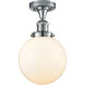 Franklin Restoration Large Beacon 1 Light 8 inch Polished Chrome Semi-Flush Mount Ceiling Light in Matte White Glass, Franklin Restoration