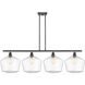 Ballston Cindyrella 4 Light 50 inch Matte Black Island Light Ceiling Light in Incandescent, Seedy Glass