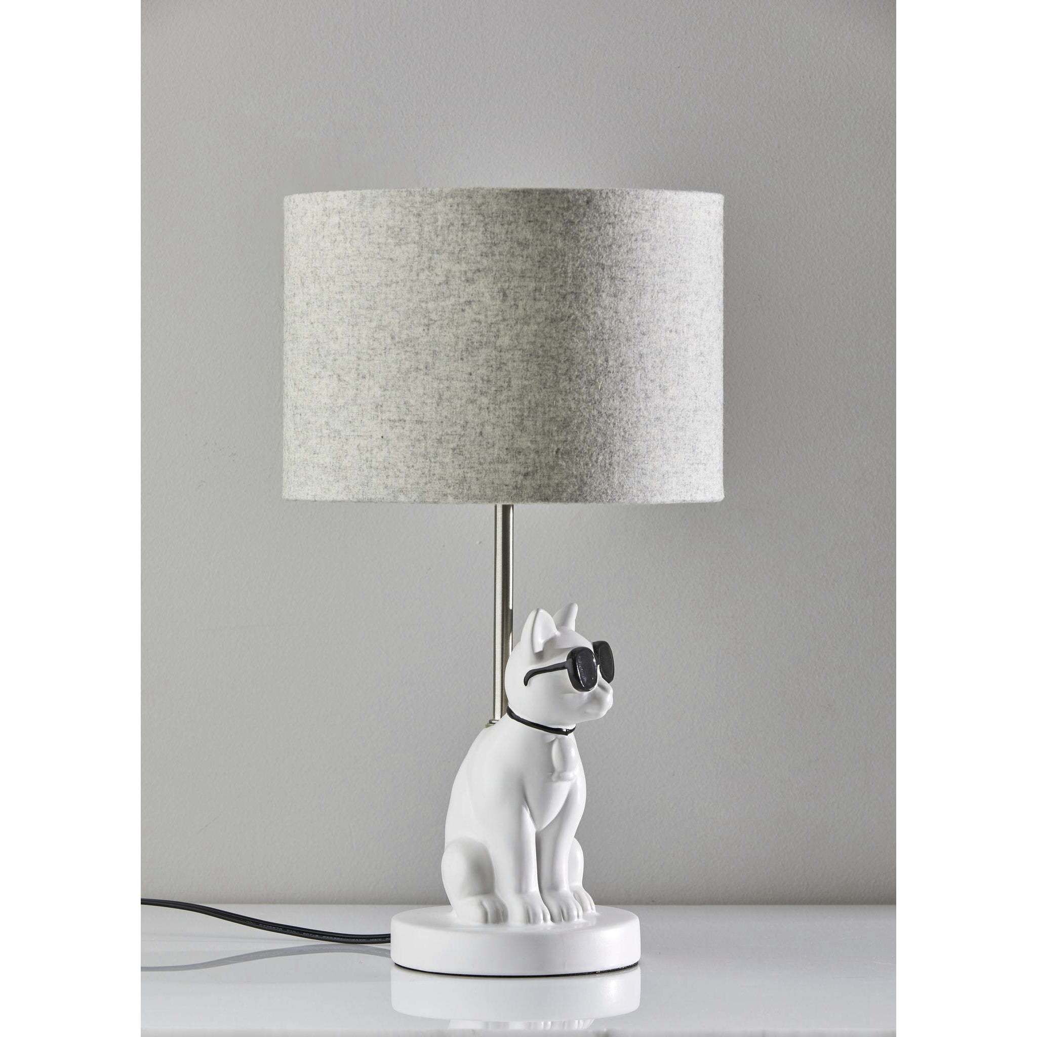 Sunny 18 inch 60 watt White Ceramic with Brushed Steel Neck Table Lamp Portable Light, Simplee Adesso
