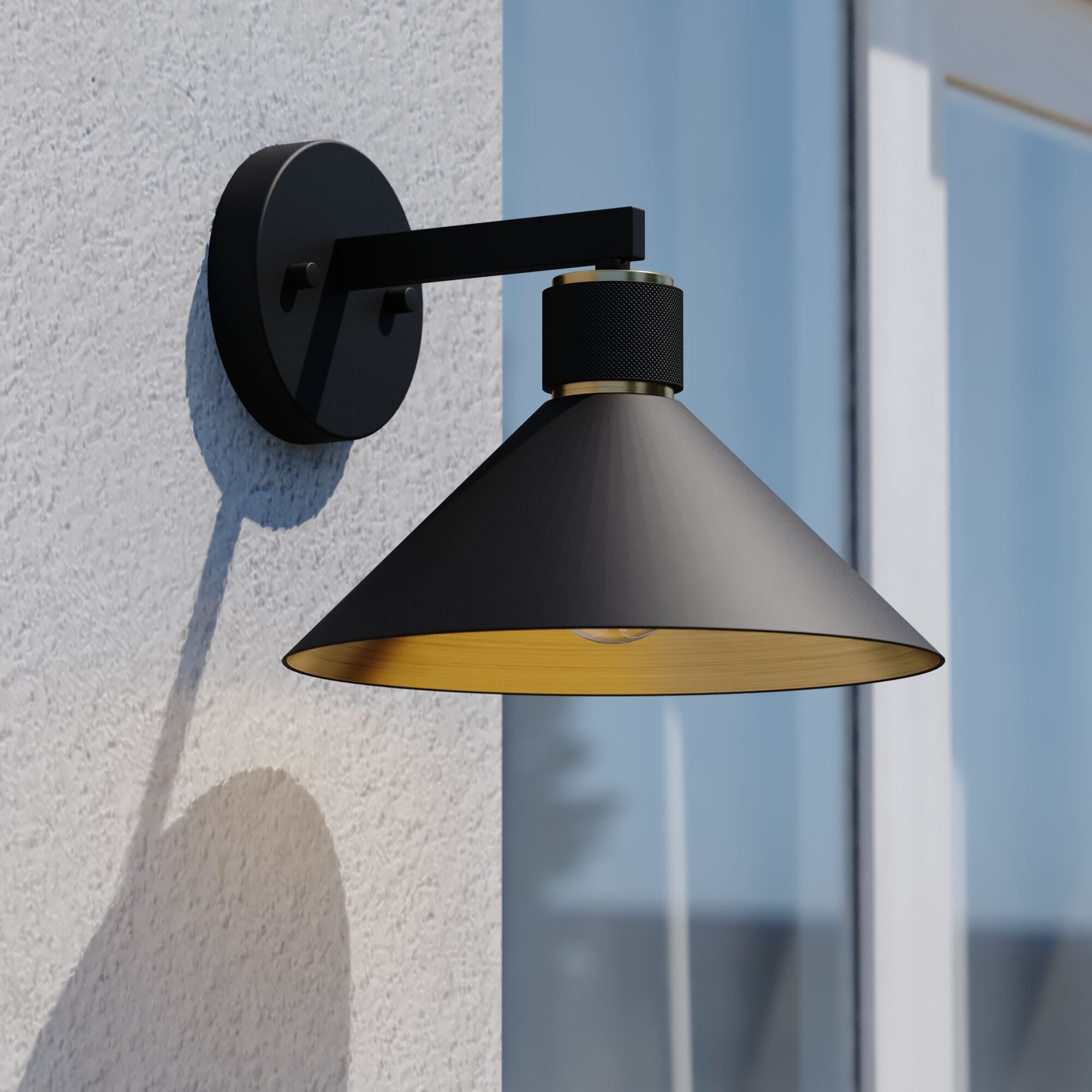 Dunbar LED 8.5 inch Matte Black and Gold Outdoor Wall