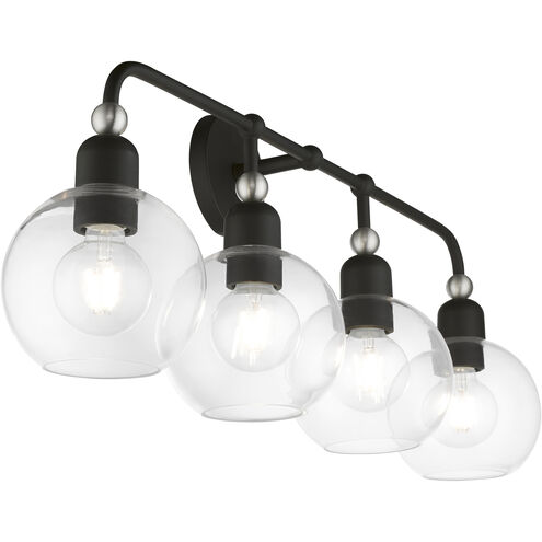 Downtown 4 Light 36 inch Black with Brushed Nickel Accents Vanity Sconce Wall Light, Large, Sphere