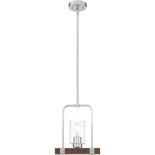 Arabel 1 Light 4 inch Brushed Nickel and Nutmeg Wood Mini Pendant Ceiling Light