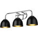 Zoey 3 Light 24.5 inch Chrome Bath Vanity Light Wall Light in Matte Black