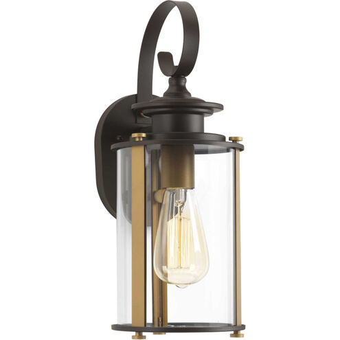 Squire 1 Light 15 inch Antique Bronze Outdoor Wall Lantern in Antique Bronze and Vintage Brass, Small