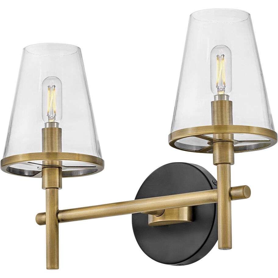Marten 2 Light 15 inch Heritage Brass Bath Light Wall Light
