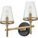 Marten 2 Light 15 inch Heritage Brass Bath Light Wall Light