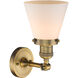 Franklin Restoration Small Cone LED 6 inch Brushed Brass Semi-Flush Mount Ceiling Light in Matte White Glass, Franklin Restoration