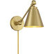 Vintage 2 Light 6 inch Natural Brass Wall Sconce Wall Light