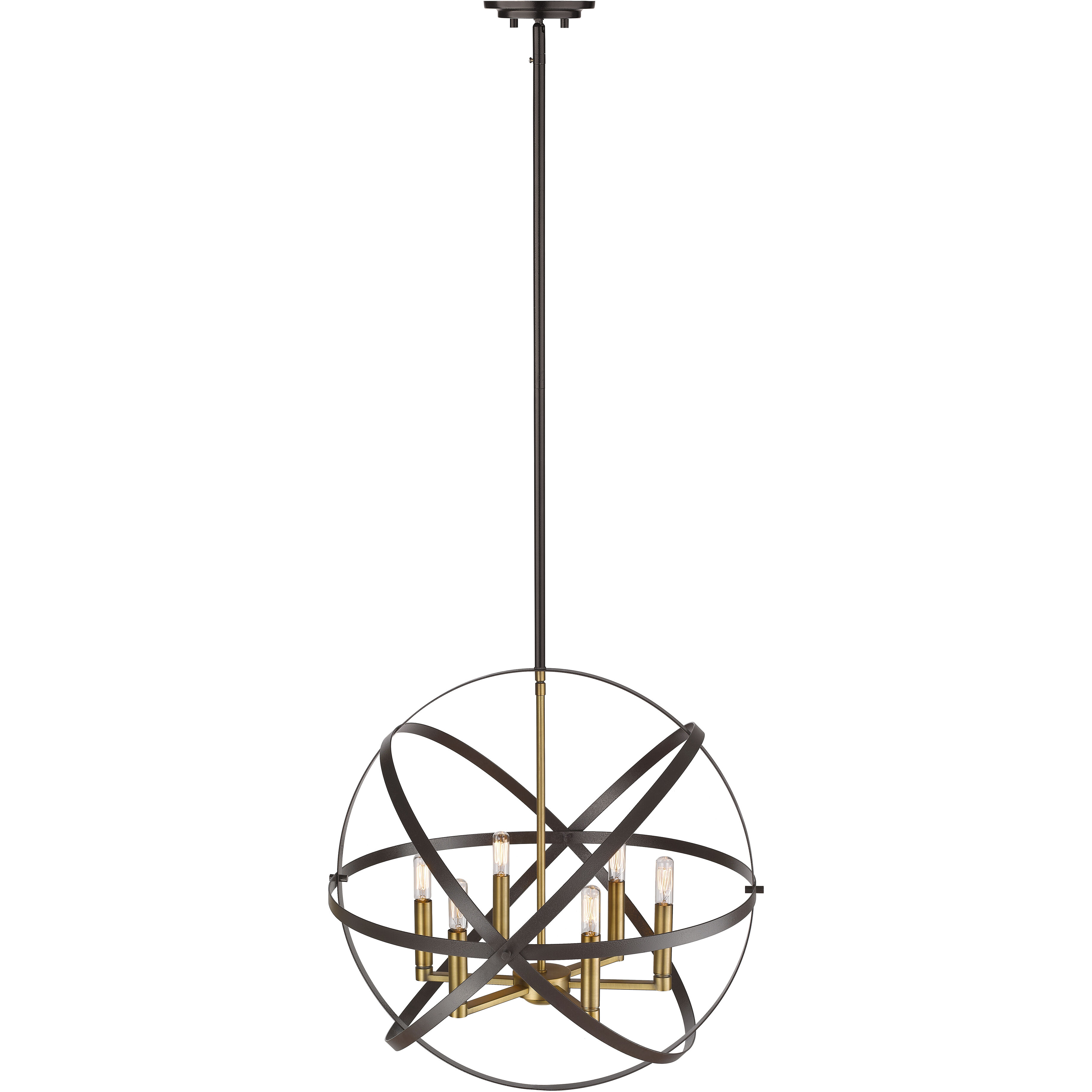 Cavallo 6 Light 24 inch Hammered Bronze and Olde Brass Chandelier Ceiling Light