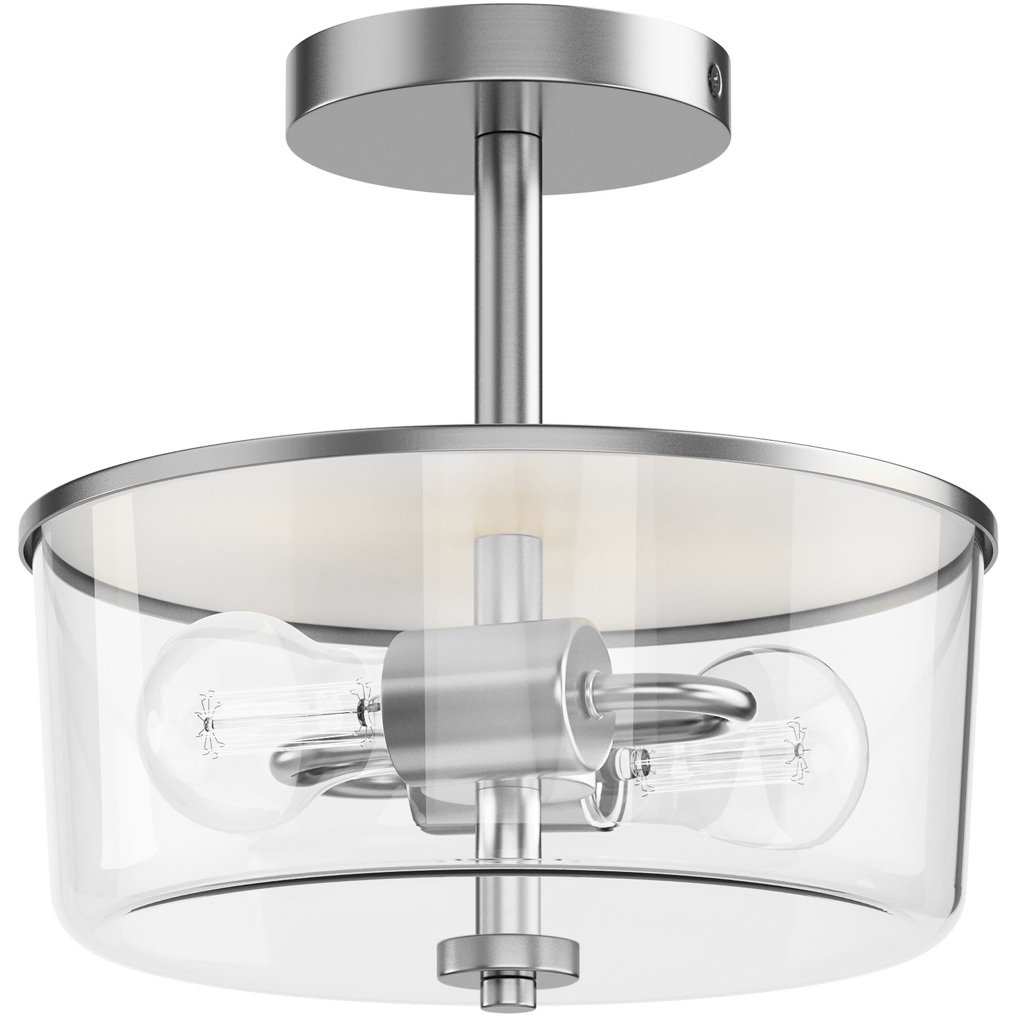 Fuller 2 Light 10.75 inch Satin Nickel Flush Mount Ceiling Light in Clear